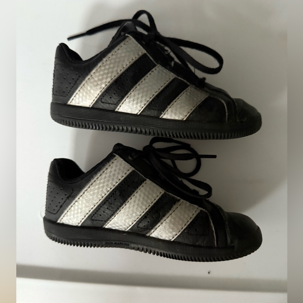 Adidas Kids Black and Silver Sneakers